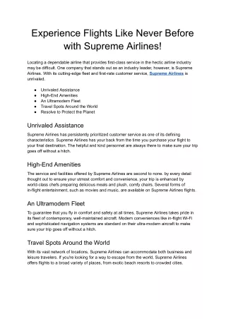 Experience Flights Like Never Before with Supreme Airlines - Google Docs
