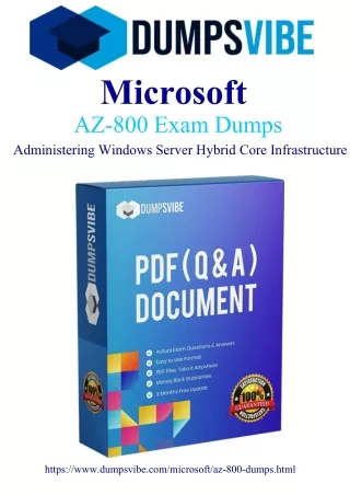 Latest and Updated dumps at Dumpsvibe : MICROSOFT AZ-800 Pas Exams in first Atte