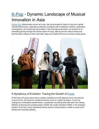 K-Pop - Dynamic Landscape of Musical Innovation in Asia