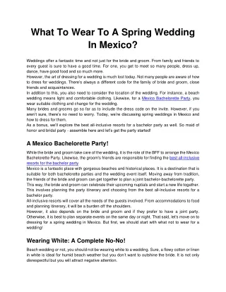 What To Wear To A Spring Wedding In Mexico