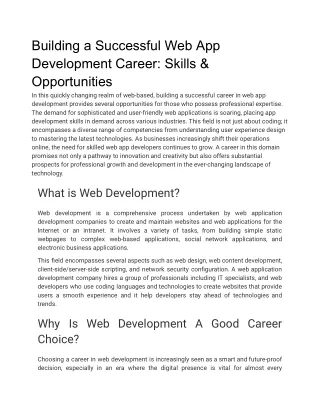 Building a Successful Web App Development Career_ Skills & Opportunities