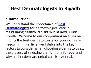 Best Dermatologists In Riyadh