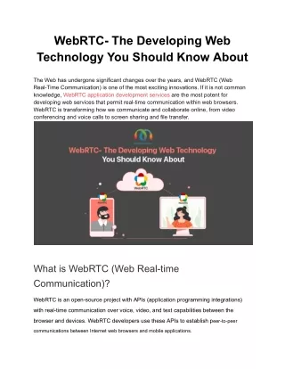 WebRTC- The Developing Web Technology You Should Know About