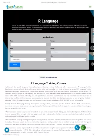 Top R language course - 4achievers