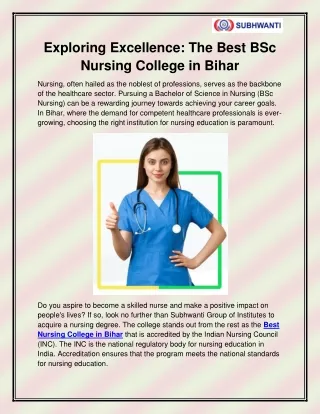 Best Nursing College in Bihar