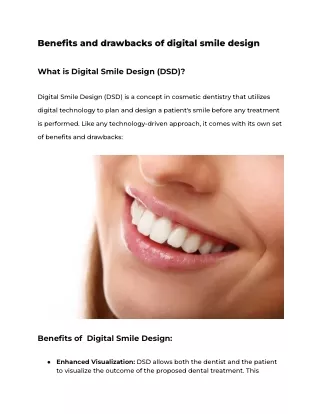 Benefits and drawbacks of digital smile design