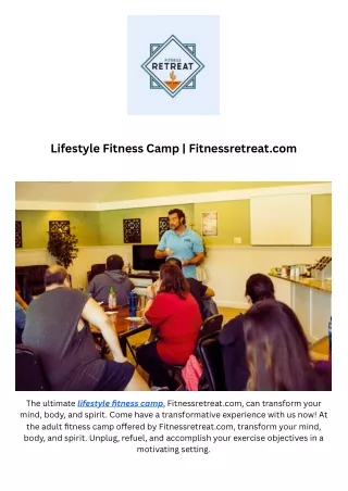 Lifestyle Fitness Camp  Fitnessretreat.com
