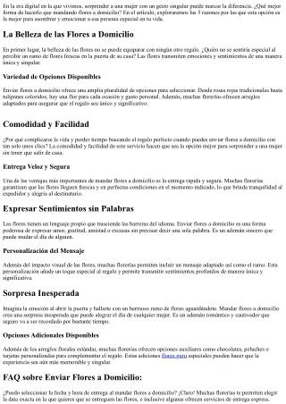 cinco Razones por las Que Enviar Flores a Domicilio es la Mejor Opción para Sorp