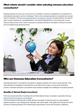 What criteria should I consider when selecting overseas education consultants