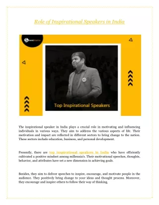 Role of Inspirational Speakers in India