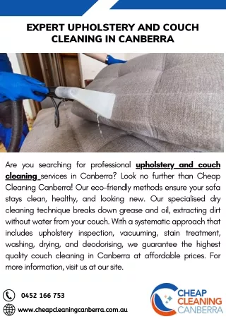 Expert Upholstery and Couch Cleaning in Canberra