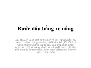 Rước dâu bằng xe nâng