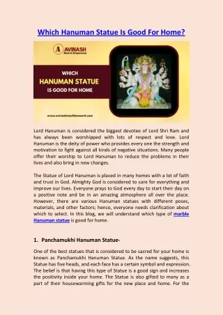 Which Hanuman Statue Is Good For Home