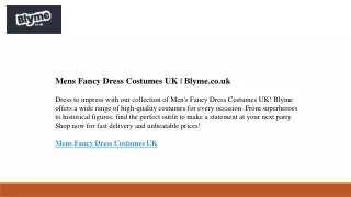 Mens Fancy Dress Costumes UK  Blyme.co.uk