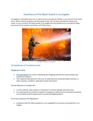 Importance of Fire Watch Guards in Los Angeles