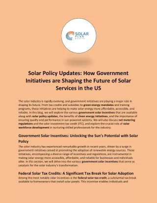 Solar Policy Updates: How Government Initiatives are Shaping the Future of Solar