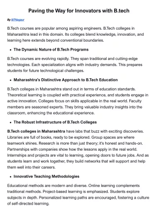 Paving the Way for Innovators with B.tech