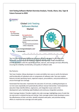 Unit Testing Software Market