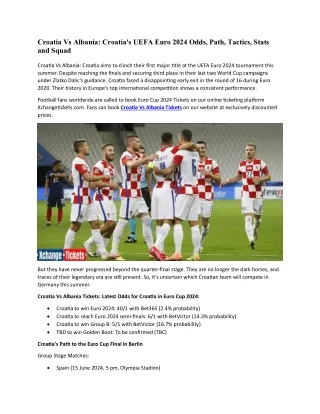 Croatia's UEFA Euro 2024 Odds, Path, Tactics, Stats and Squad