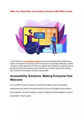 Make Your Work More Accessibility Solutions With MPS Limited