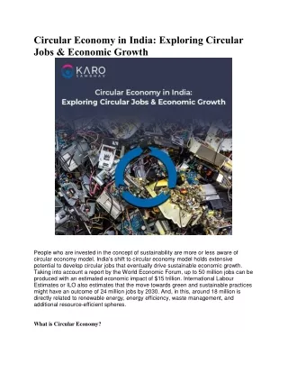 Circular Economy in India Exploring Circular Jobs & Economic Growth