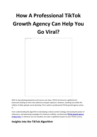 How A Professional TikTok Growth Agency Can Help You Go Viral?