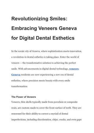 Revolutionizing Smiles_ Embracing Veneers Geneva for Digital Dental Esthetics