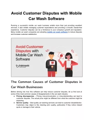 Avoid Customer Disputes with Mobile Car Wash Software