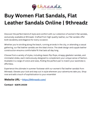 Buy Women Flat Sandals, Flat Leather Sandals Online  9threadz