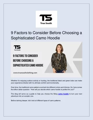 9 Factors to Consider Before Choosing a Sophisticated Camo Hoodie