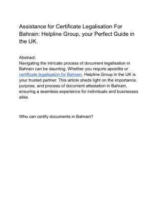 Assistance for Certificate Legalisation For Bahrain_ Helpline Group, your Perfect Guide in the UK