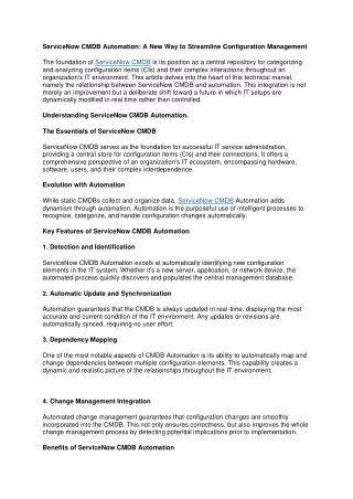 ServiceNow CMDB Automation A New Way to Streamline Configuration Management