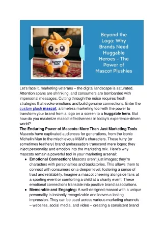 Beyond the Logo_ Why Brands Need Huggable Heroes - The Power of Mascot Plushies