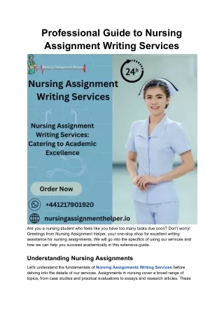 Professional Guide to Nursing Assignment Writing Services