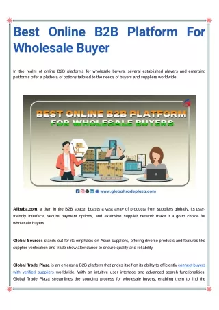 Best Online B2B Platform For Wholesale Buyer