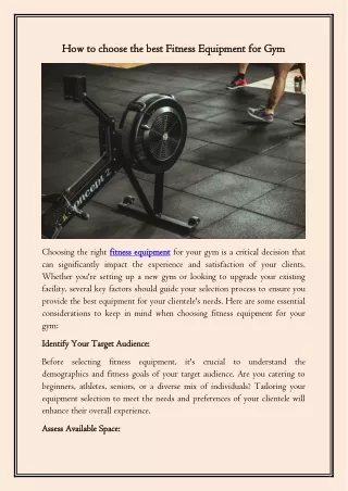 How to choose the best Fitness Equipment for Gym