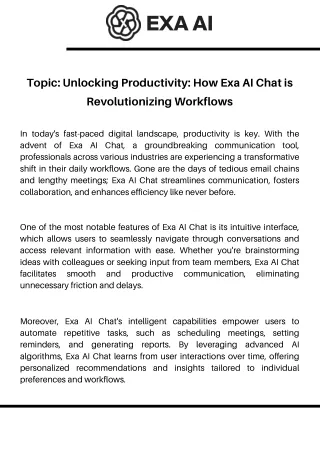 Unlocking Efficiency: How EXA AI Chat Transforms Workflows