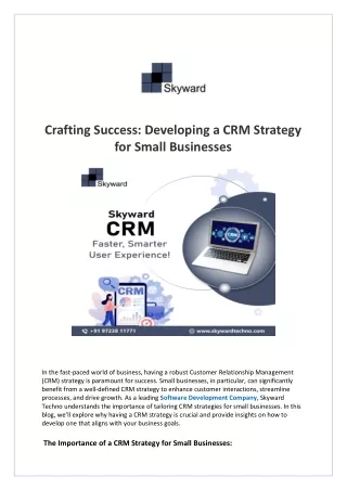 Crafting Success Developing a CRM Strategy for Small Businesses