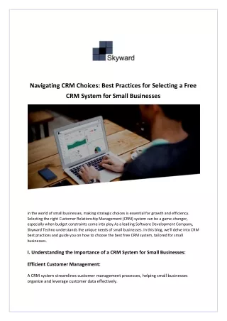 Navigating CRM Choices Best Practices for Selecting a Free CRM System for Small Businesses