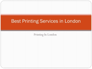 Printing Services in London
