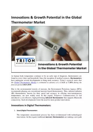 Innovations & Growth Potential in the Global Thermometer Market