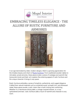 THE ALLURE OF RUSTIC FURNITURE AND ARMOIRES - mogulinterior.com