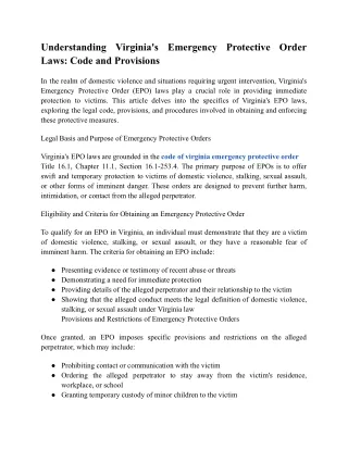 code of virginia emergency protective order