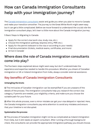 How can Canada Immigration Consultants help with your immigration journey