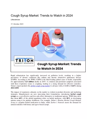 Cough Syrup Market: Trends to Watch in 2024