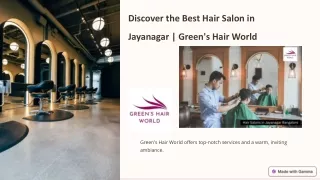 Transform Your Look: Discover Top Salon Services in Jayanagar, Bangalore at Green's Hair World!