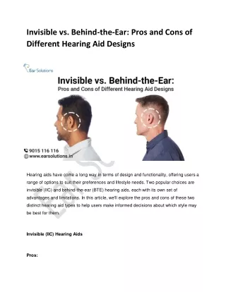 Invisible vs. Behind-the-Ear: Pros and Cons of Different Hearing Aid Designs