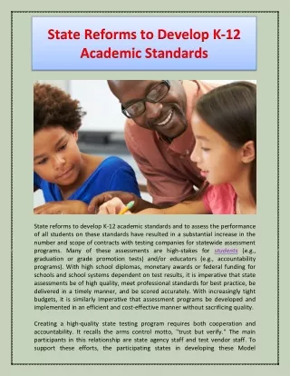 State Reforms to Develop K-12 Academic Standards