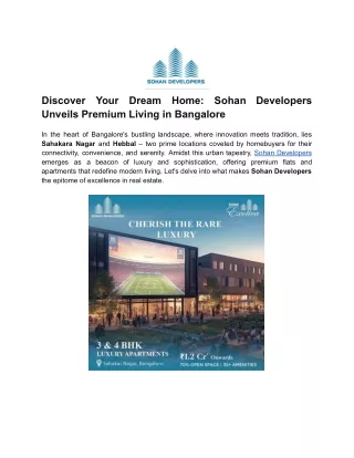 Discover Your Dream Home_ Sohan Developers Unveils Premium Living in Bangalore