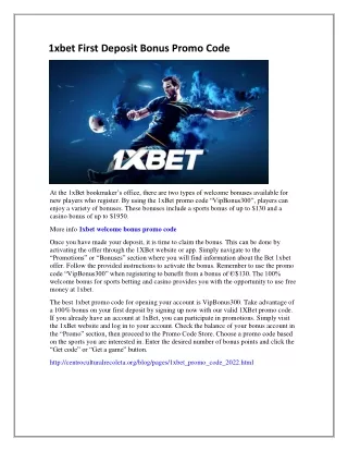 1xbet first deposit bonus promo code